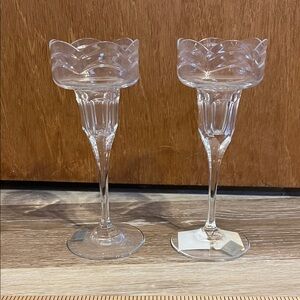 🆕 Mikasa Elegant Clear Glass 8”  Candle Stick Holders